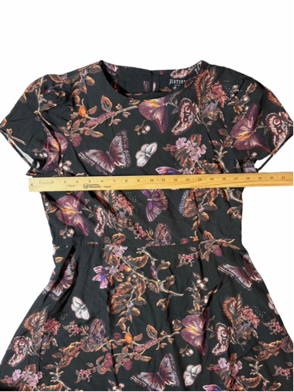 Disturbia Eloise Butterfly Floral Goth Mini Dress Black Purple UK 12 US 8 - Picture 4 of 9